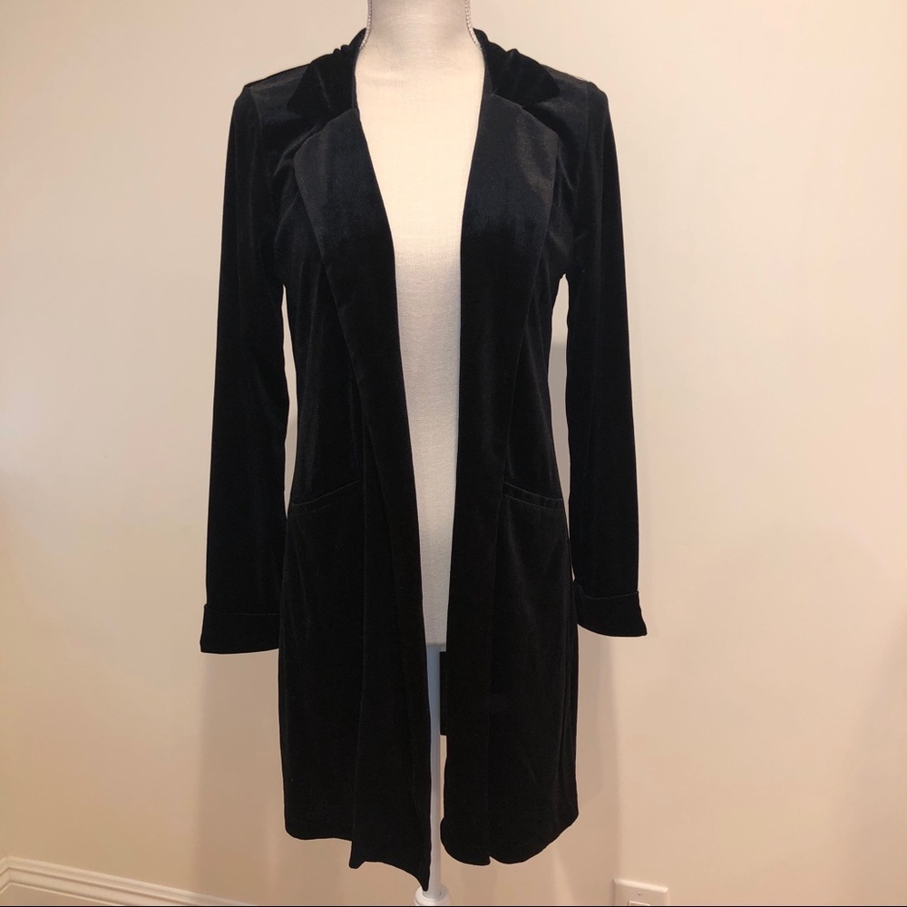 Active USA long open faced velvet cardigan